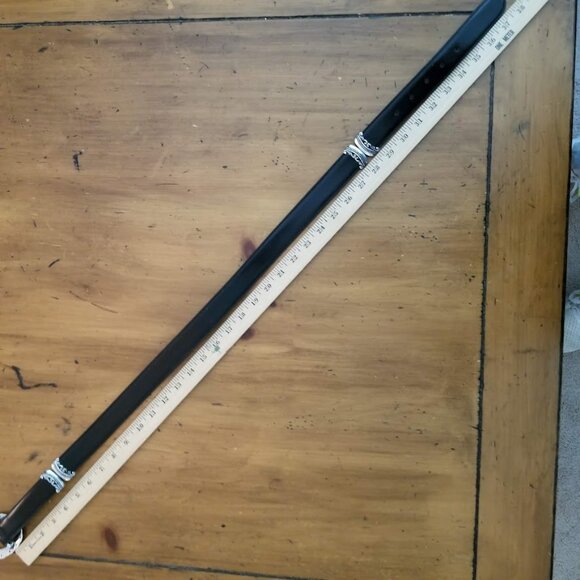 Reversible Women's Brown & Black Leather Belt, Scrollwork Buckle Mock Crock Boho - Picture 11 of 13